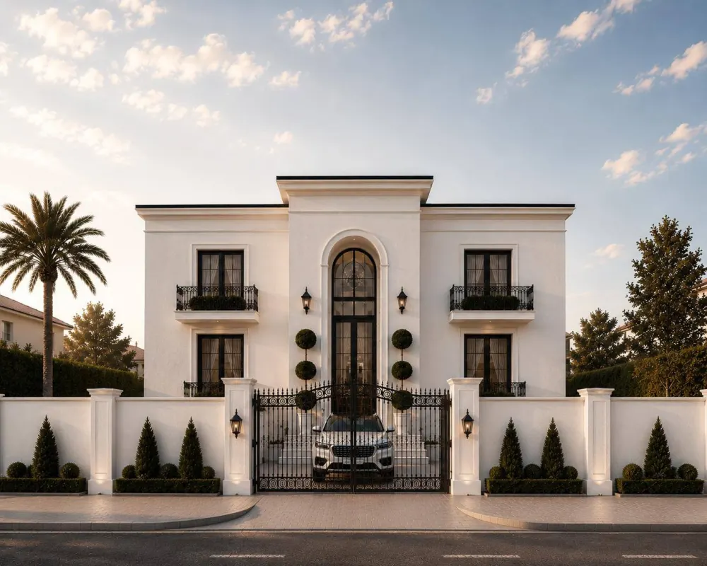 مدينة ذي قار الجديدة — تصميم كلاسيكي بشرفات ونافذة مقوّسة مركزية